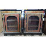 A pair of 19th century boule work pier cabinets, ebonised, brass inlaid and applied gilt metal
