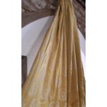 2 pairs extra long curtains in gold, lined and thermal lined with triple pleat heading. Size per