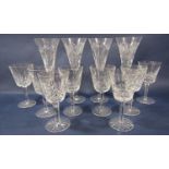 Two pairs of cut glass Champagne flutes, and eight cut glass wine glasses (16)