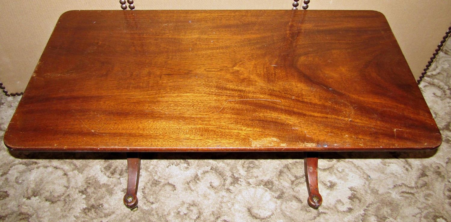 A low mahogany occasional table on Regency swept supports - Image 2 of 2