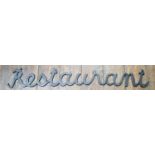 Iron work wall mounted script - Restaurant, 110 cm in length
