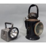 GWR Railway signalling lamp together with a signalling torch by Bardic Ltd Southampton (2)