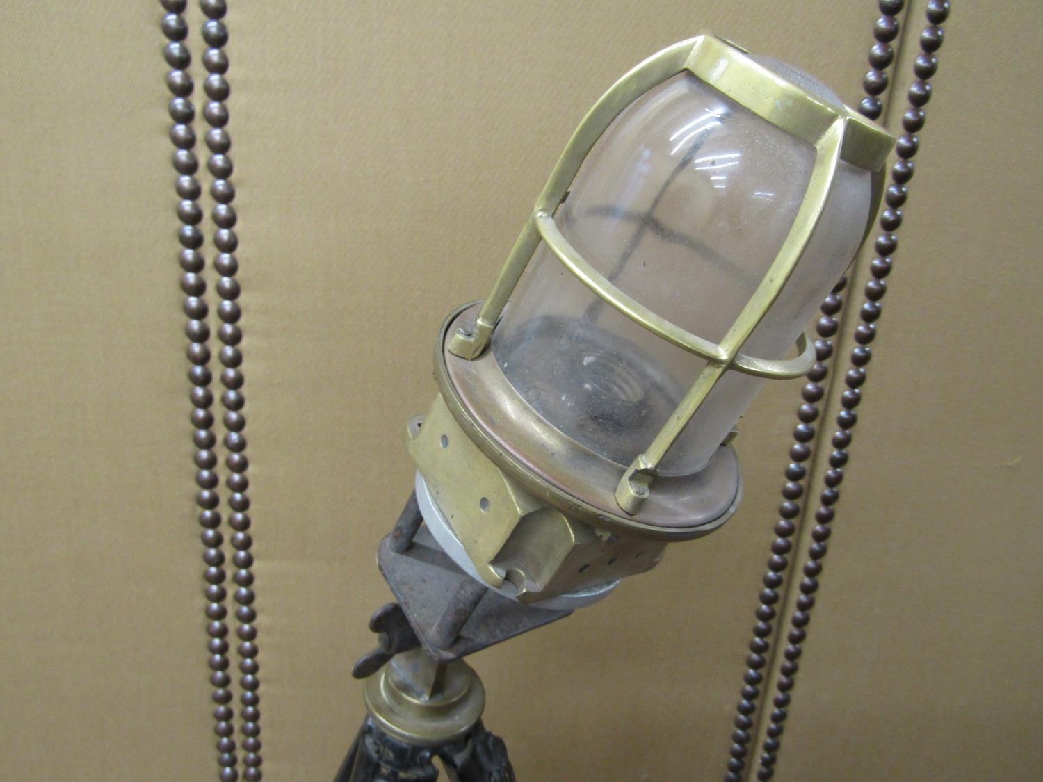 A bronze bulkhead light, later mounted on a vintage tripod - Image 2 of 3