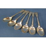 Six silver Georgian teaspoons, various makers, 3oz approx