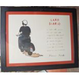 A framed print - Caro Diario an Italian theatrical poster - 1994 depicting chapter one 'On My Vespa'