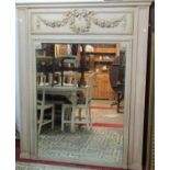 A 19th century style overmantle mirror, the rectangular mirror plate set within a painted