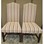 A pair of reproduction Georgian style high moustache back dining or side chairs, with alternating