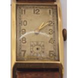 A vintage gent's Tank wristwatch with 18ct gold case