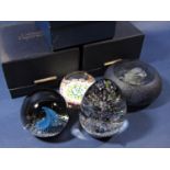 Two boxed Caithness paperweights another without a box and a signed Jane Charles paperweight (4)