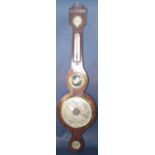 19th century mahogany wheel barometer with silvered dials