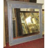 19th century style overmantle mirror, the rectangular mirror plate within a simple reeded and