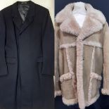 Two good quality men's coats including a cashmere coat in navy by Berwin size 44 and a sheepskin