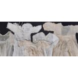 Collection of 5 late 19th/ early 20th century baby gowns including a white cotton gown length 1m