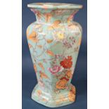 Late 19th century ceramic pedestal, hexagonal form with overall printed and infilled floral