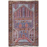 A Middle Eastern prayer mat with Mosque detail. 126cm x 80cm