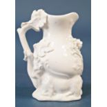 A Coalport goat and bee pattern jug in a white colourway - after the Chelsea, 11 cm in height