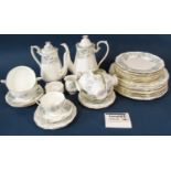 A large collection of Royal Albert Silver Maple china tea and dinnerwares comprising teapot,
