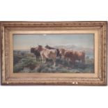 Rosa Bonheur (French, 1822 - 1899) A herd of cows, Oleograph print, approx. 39.5 x 82.5 cm, In