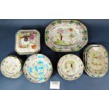 A collection of ironstone china dinner wares comprising two lidded tureens and further tureen,