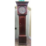 19th century mahogany longcase clock, the hood with ionic capitals set beneath a dog tooth frieze,