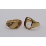 Two 9ct rings, both slightly misshapen, 6.6g total (2)