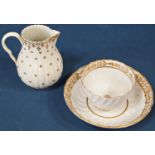 18th century wrythen fluted tea bowl and saucer with repeating gilt decoration, together with a