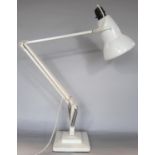 White anglepoise lamp on a two step square base by Herbert Terry
