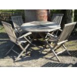 Lindsey five piece folding garden suite comprising octagonal top table and set of four matching