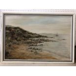 'Torland Bay' oil on board, indistinctly signed bottom right, 76 x 51 cm, framed