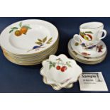 Approximately fifty pieces of Worcester Evesham pattern tableware including two large oval casserole