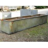 A galvanised steel rectangular field water trough with tubular rung divisions (af), 248 cm long x 49