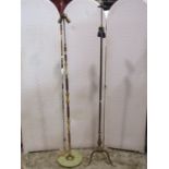 A brass and onyx lamp standard of full height and one other in brass