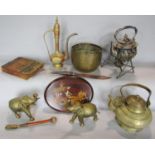 A miscellaneous collection of items including, a silver plated spirit kettle, a Middle Eastern