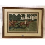 Charles Ancelin (1863 - 1940), Equine racing scene, chromolithograph print, signed in the print