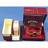 Ladies Rotary wristwatch with plated casework and strap, box and guarantee (1985) and an Yves Renaud