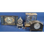 An Edwardian mantle clock with polished casework, Greek key and further detail, enclosing an eight