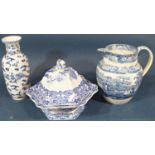 A small quantity of blue and white printed wares comprising a Masons India Pheasant lidded soup