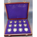 Royal Mint Coronation Anniversary silver proof collection 1953-2003, twelve silver 50p coins from