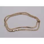 Italian 9ct flat curb link necklace, 63cm L approx, 14.1g