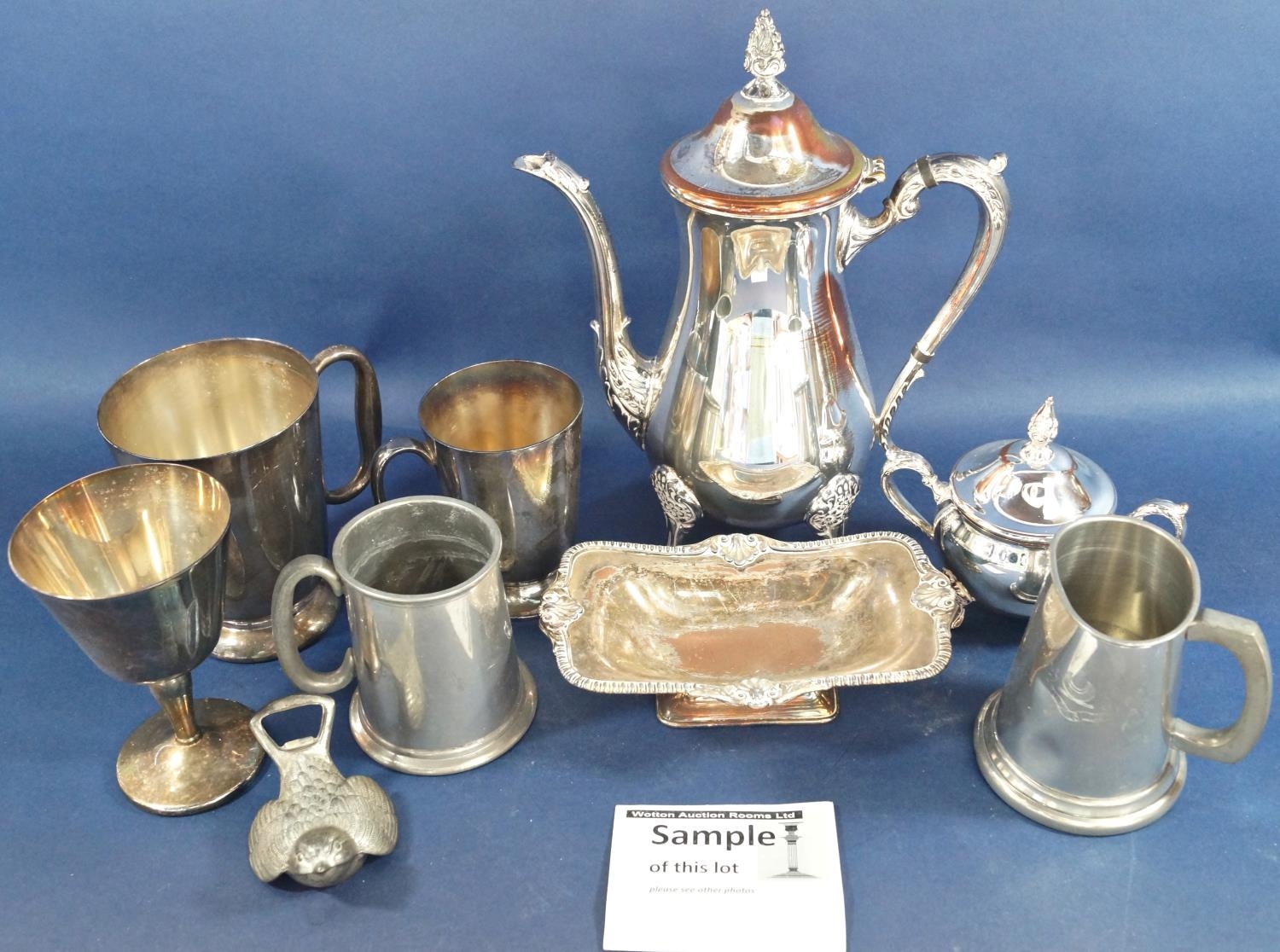 A large quantity of loose silver plate flatware, tureens, tankards, coffee pot, toast rack, cased - Image 2 of 3