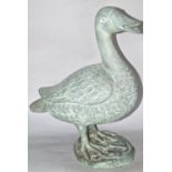 A bronze verdigris finished goose. 40cm high x 38cm wide.