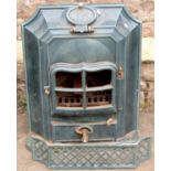 A Ariesse cast iron and enamel stove with shaped outline, stamped no 3, (af)