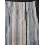 1 pairs of curtains in Laura Ashley blue striped fabric lined with pencil pleat heading. Approx