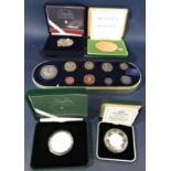 Royal Mint 2000 Time Capsule - nine coins £5 - 1p, Millennium Bronze medal limited 1,000, Piedfort