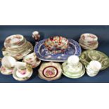 A collection of 19th century tea wares including Sevres china tea wares with rose and gilt pattern