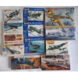 12 model aircraft kits of WW2 Luftwaffe aeroplanes, including kits by Revell, Italaeri, Airfix,