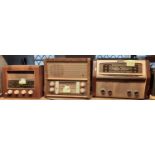 A collection of seven vintage valve radios to include The Ekho 239, Reigertone 99FM, Bush AC11 and