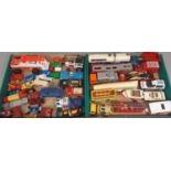 Collection of vintage model vehicles by Corgi, Matchbox, Majorette including cars, tankers, fire