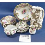 A collection of Noritake tea ware brightly painted with rosebud and other detail, together with