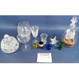 A mixed collection of drinking glasses including a pair of Stuart glass House of Lords wine glasses,